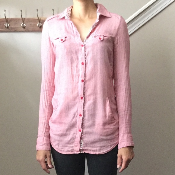 Zara Longsleeve Button-down Red Tunic With Pockets - Picture 4 of 15